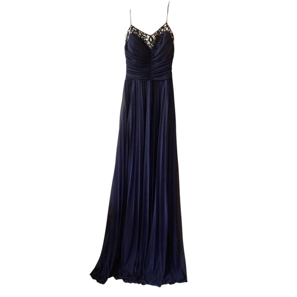 B. Darlin Navy Blue Full Length Elegant Evening Gown Size 11/12  43" length